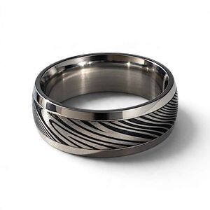 8mm Damascus Silver Tungsten Steel Wedding Band Ring Sizes 7, 8, 10, & 11